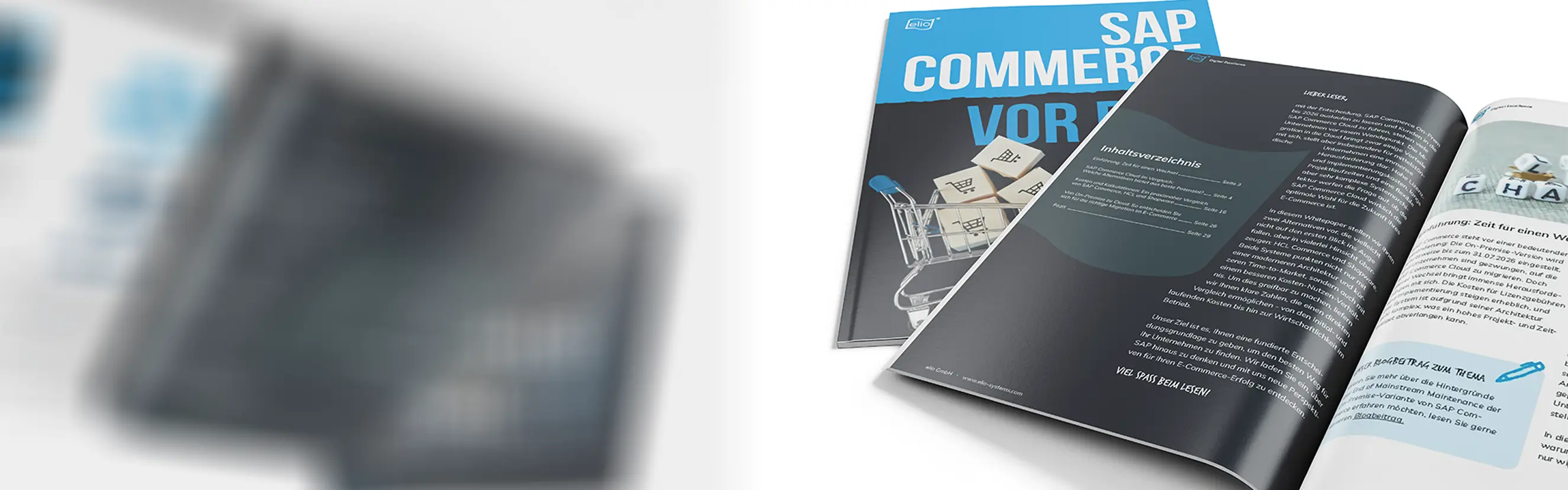 Whitepaper: SAP Commerce vor dem Aus Mockup des elio Whitepapers „SAP Commerce vor dem Aus"