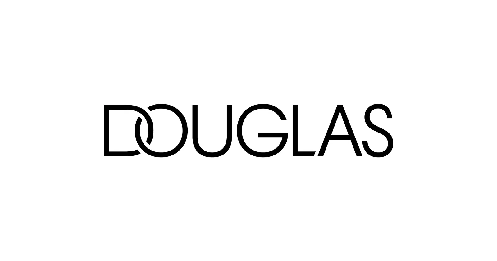 Schwarzes Douglas Logo mit stilisiertem Schriftzug