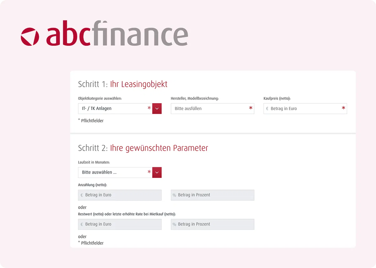 Screenshot des abcfinance Rechners Screenshot des abcfinance Rechners