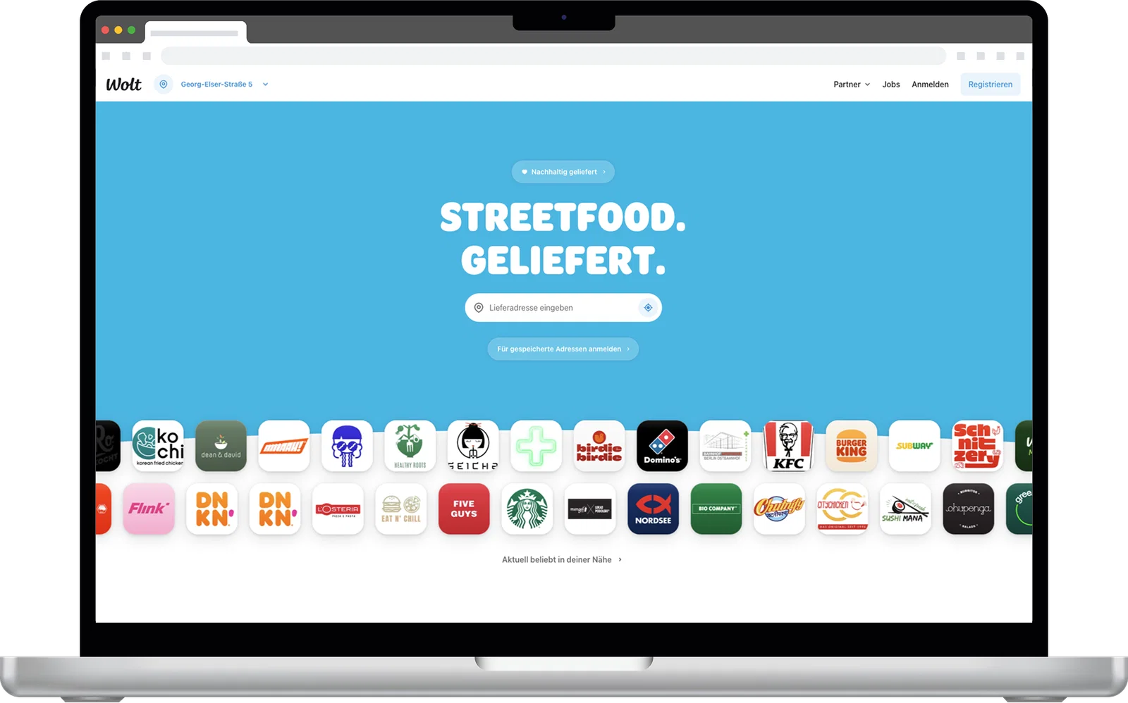 Desktopansicht Website Wolt