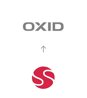 Sana Commerce zu OXID Migration Migration von Sana Commerce zu OXID eShop, dargestellt durch einen Aufwärtspfeil.