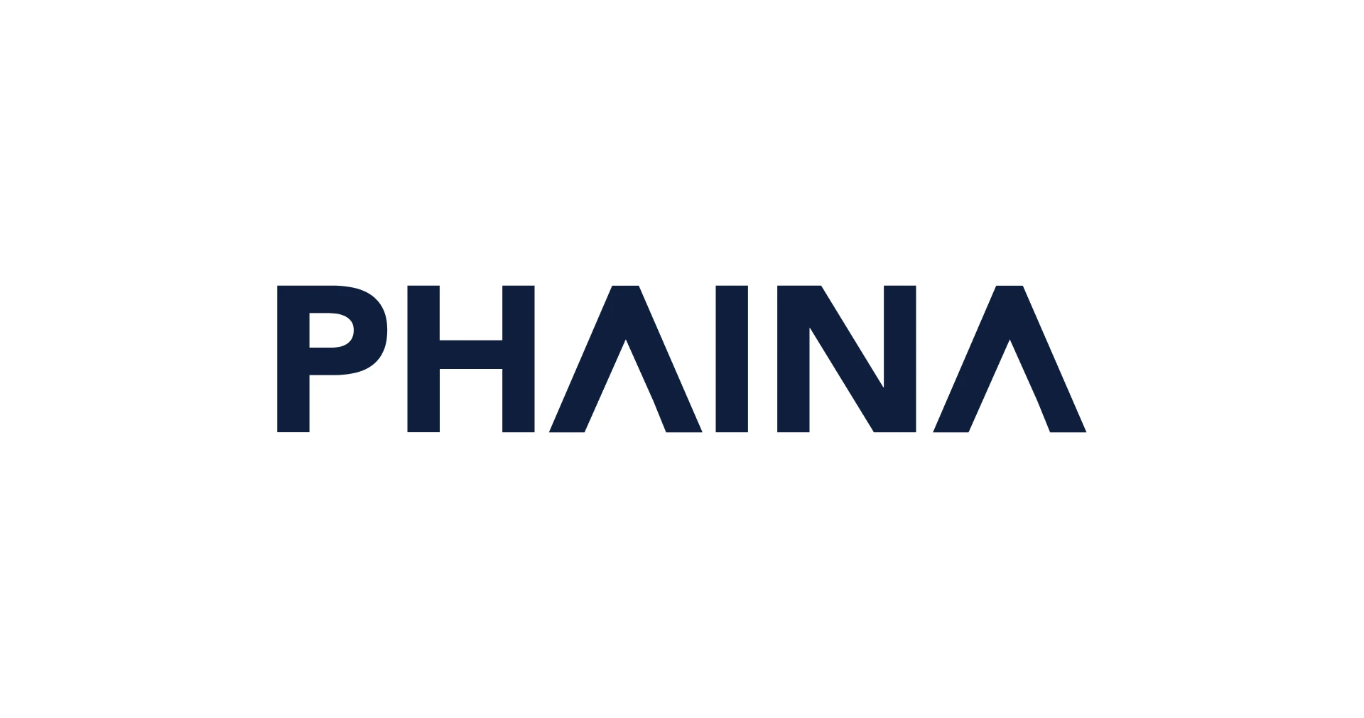 Logo mit dem Wort ‚PHAINA‘ in dunkelblauer Großschrift auf weißem Hintergrund. Auffällig sind die beiden stilisierten Buchstaben ‚A‘, die wie umgedrehte Vs dargestellt sind.