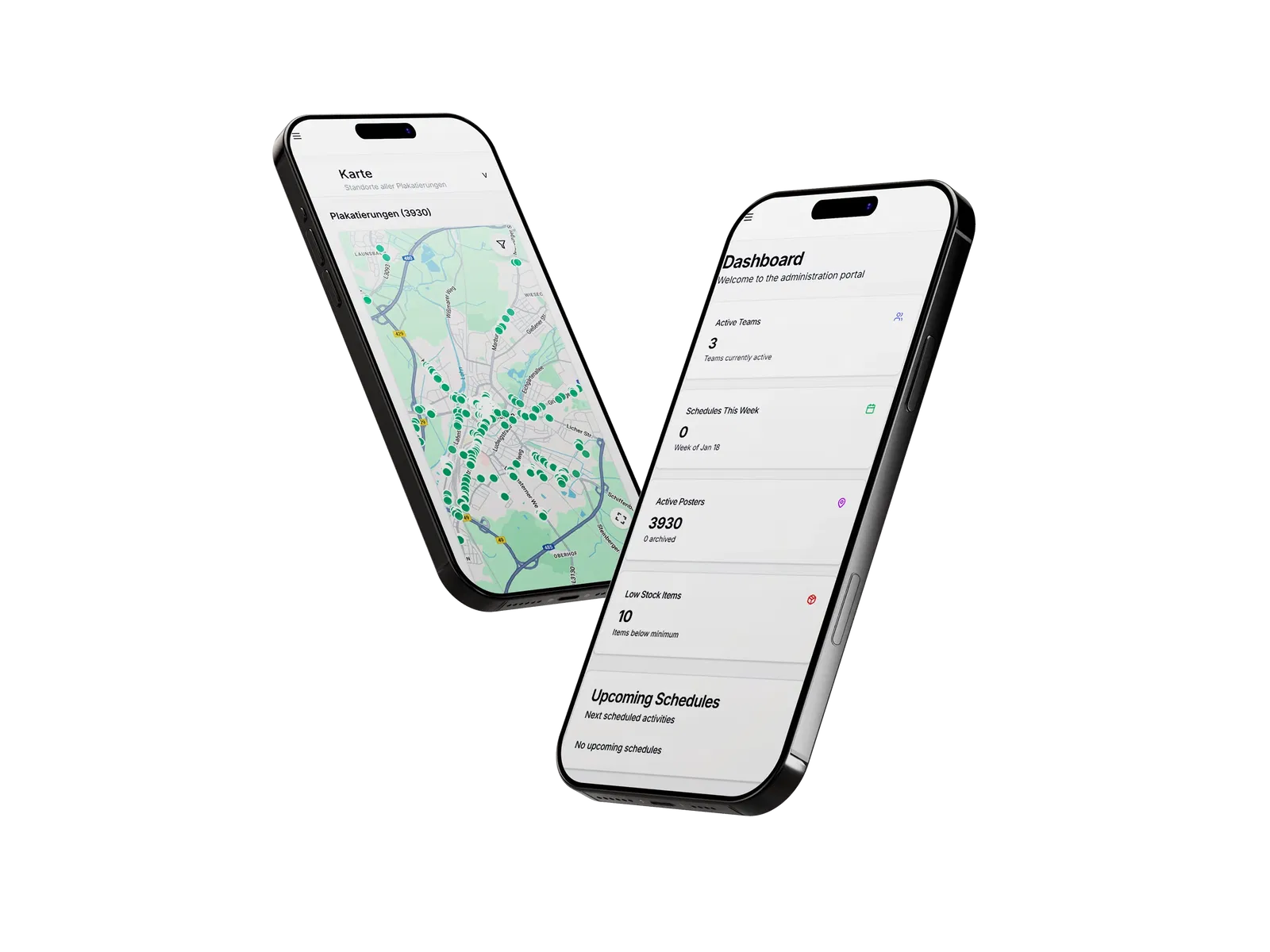 Zwei Smartphones, die die App von Konzertbüro Bahl beinhalten