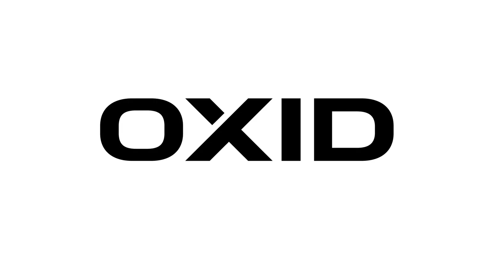 OXID OXID Logo: Schwarzer Schriftzug ‚OXID‘ in Großbuchstaben mit modernem, kantigem Schriftstil auf weißem Hintergrund.