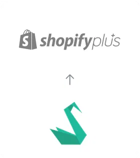 Sylius zu Shopify+ Migration Migration von Sylius zu Shopify Plus, dargestellt durch einen Richtungspfeil nach oben.