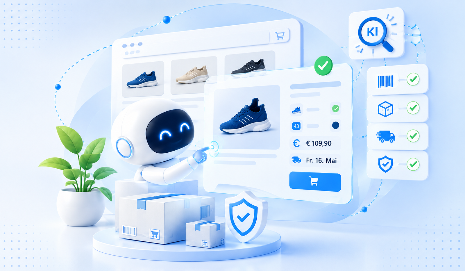 ki-einkaufsassistent mit Sneaker-Interface