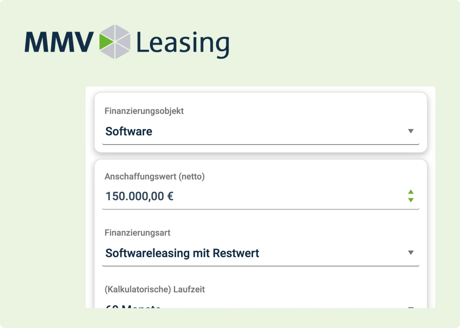 Angebote mit MMV Leasing Rechner erstellen Ausschnitt des MMV Leasing Rechners