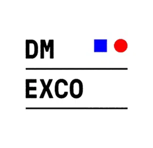 DMEXCO DMEXCO Logo mit den Buchstaben DM oben und EXCO unten, daneben ein blaues Quadrat und ein roter Kreis