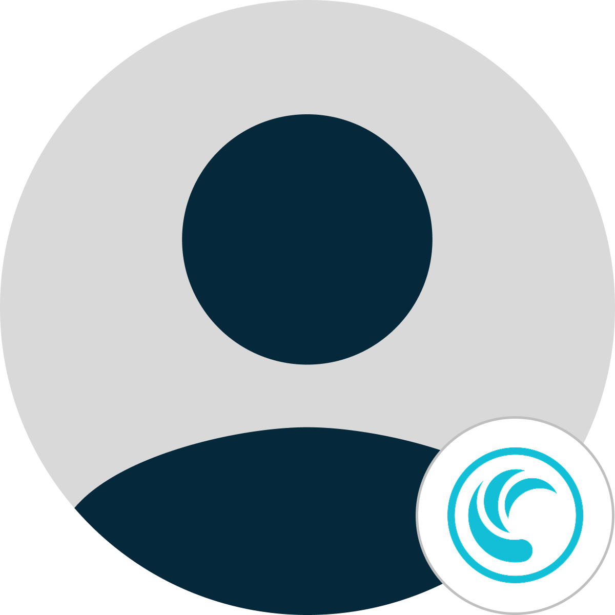 TD Synnex Stilisiertes Nutzerprofil-Icon mit grauem Hintergrund und TD Synnex-Logo in der rechten unteren Ecke