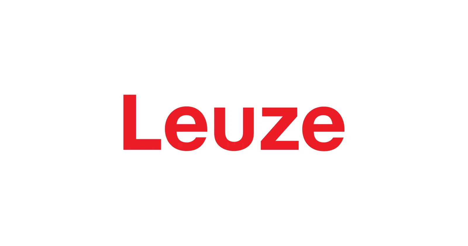 Rotes Logo von Leuze mit stilisiertem Schriftzug